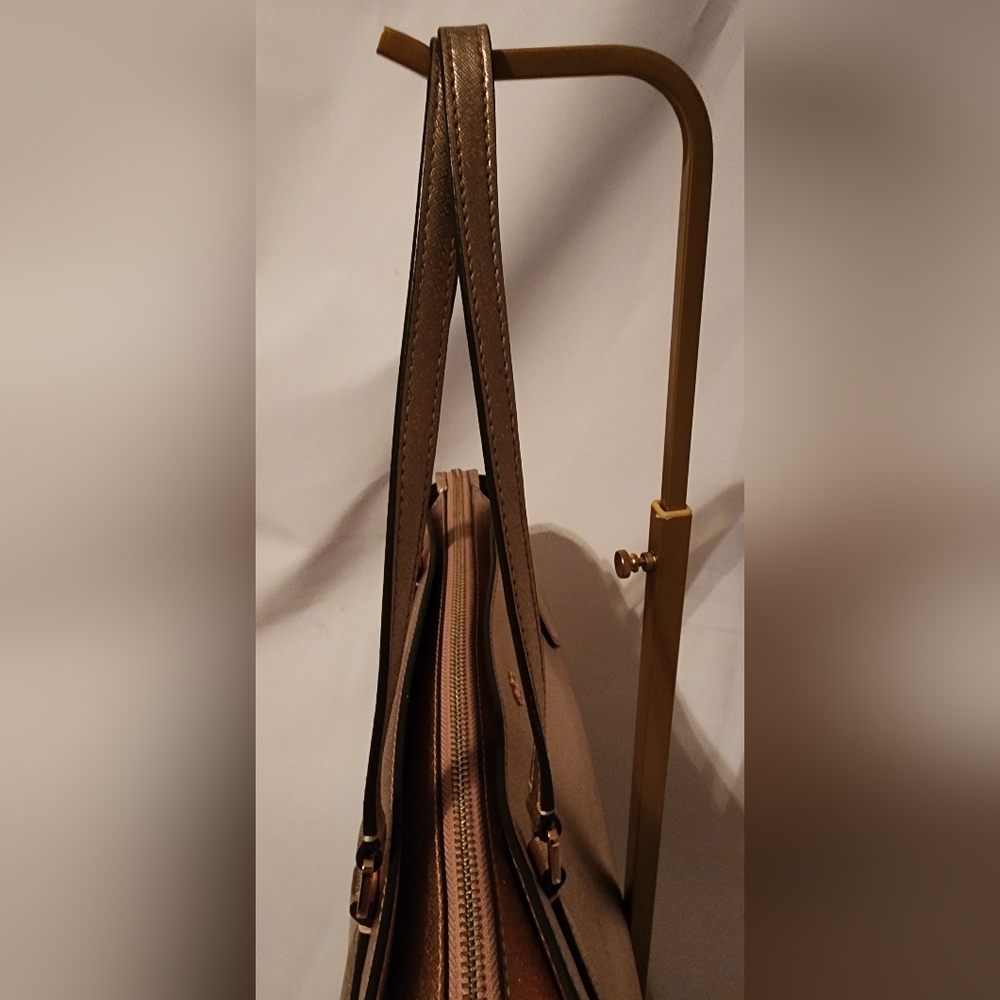 Tory Burch Shimmering Rose Gold Tote and Wallet EUC w New Crossbody Strap - Picture 8 of 16